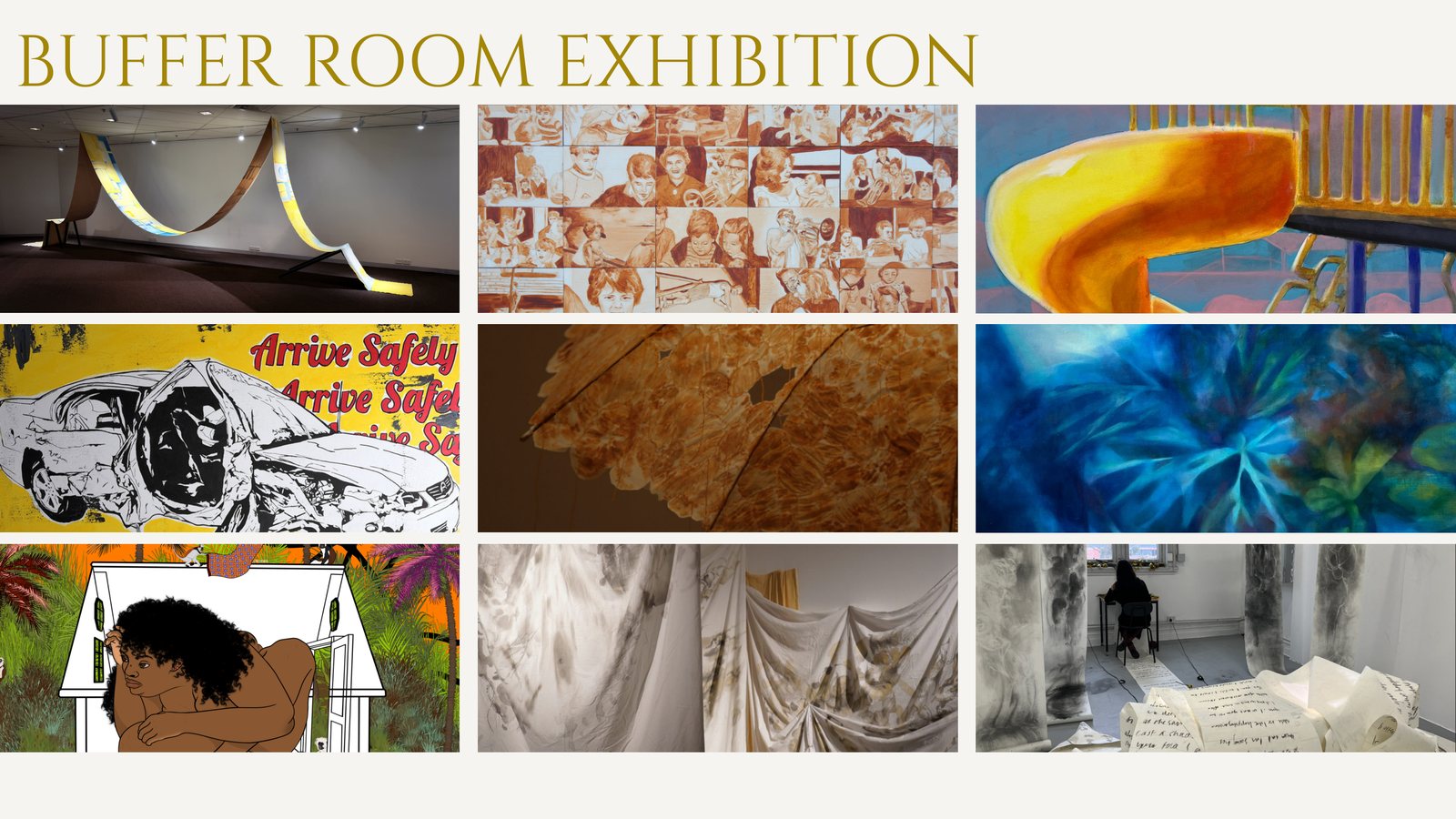 Collage of selected artworks in Buffer Room