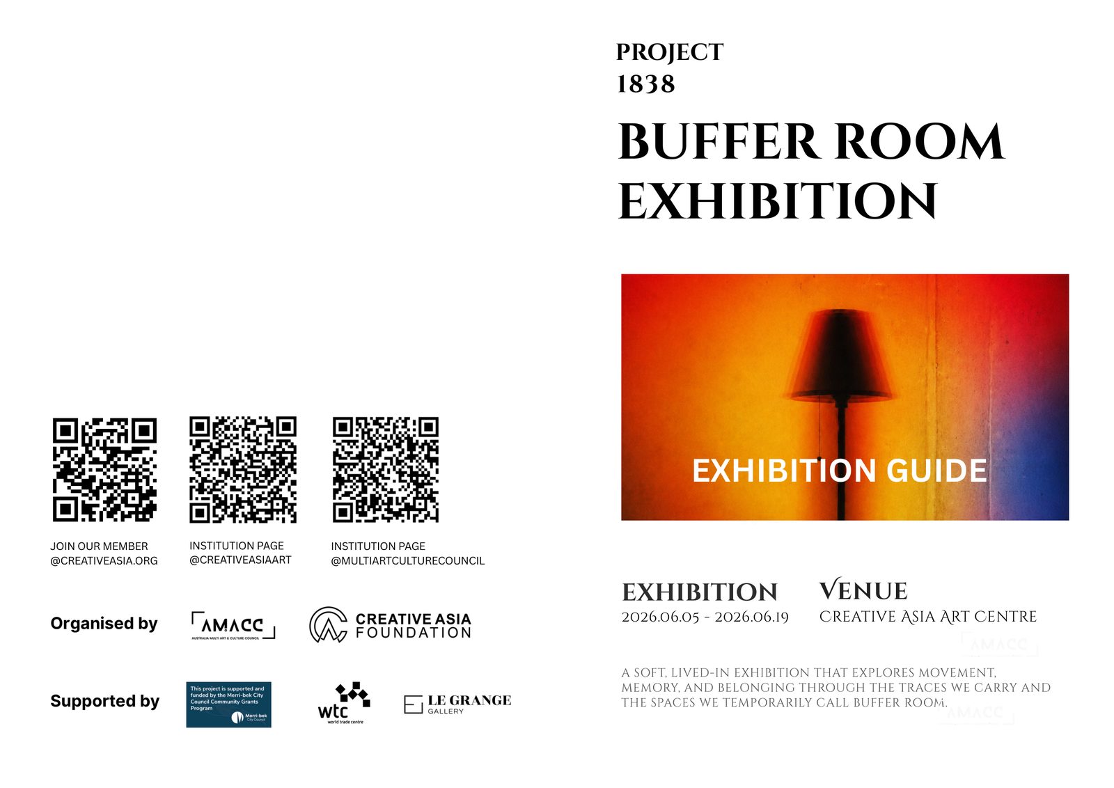 Buffer Room 12-page exhibition guide cover