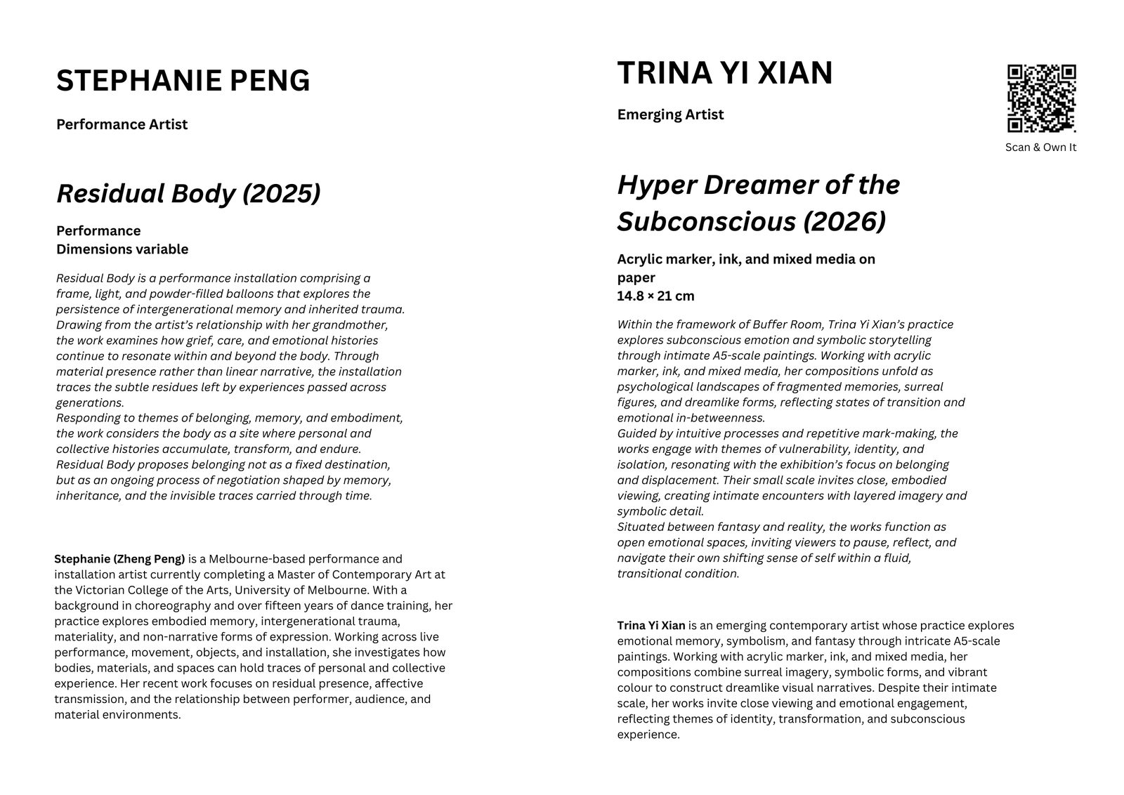 Exhibition guide performance and mixed-media profiles