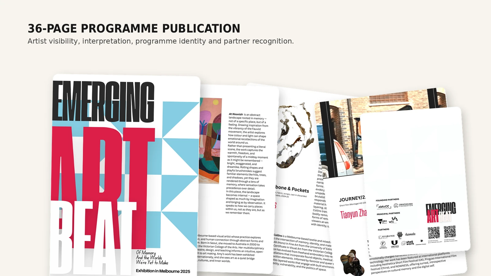 Emerging Art Beat 36-page publication mock-up