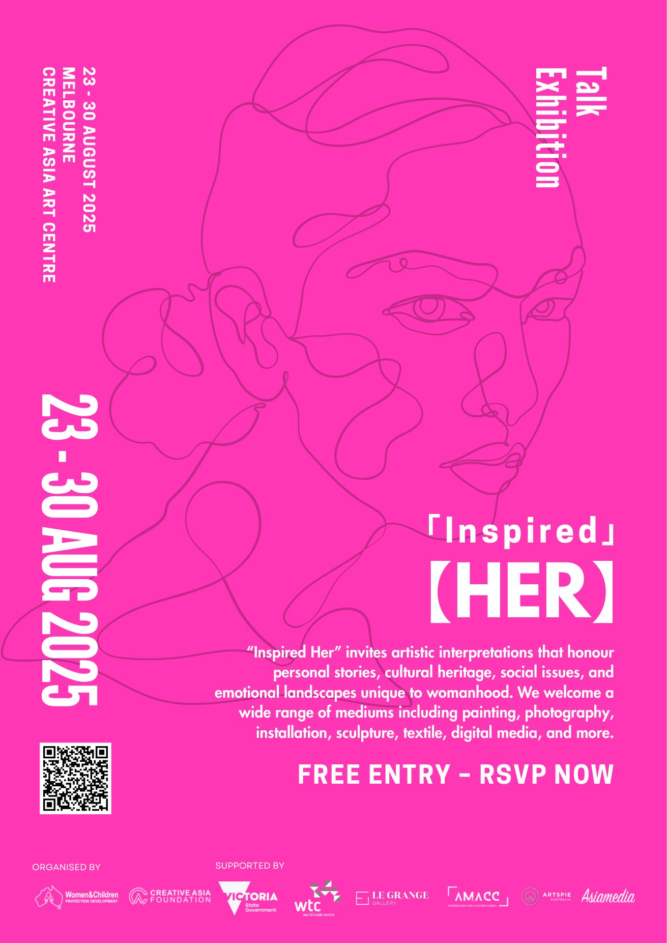 Inspired Her hot pink exhibition poster