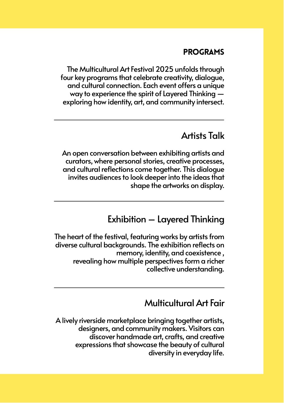 Festival programme overview