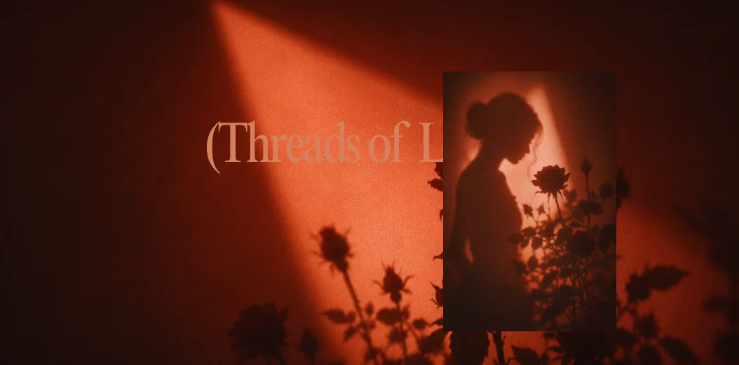 Threads of Love editorial concept with a figure and rose shadows